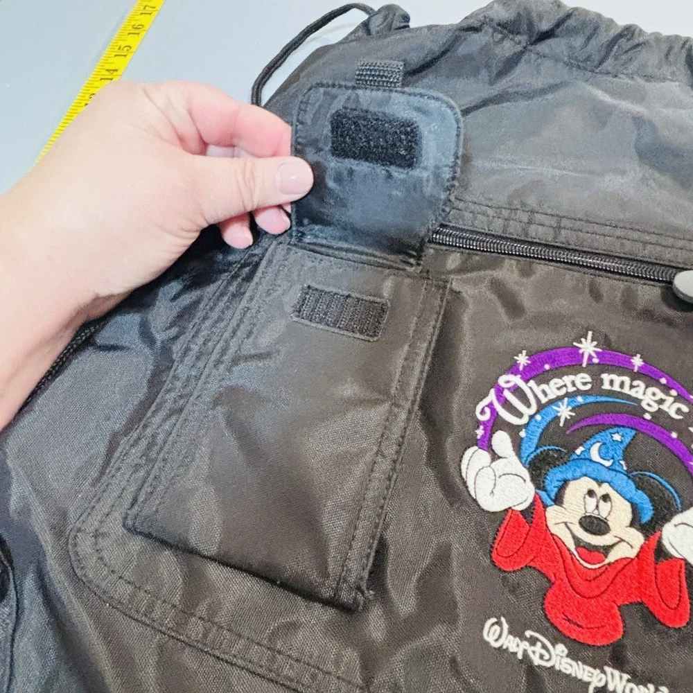 Walt Disney World Mickey Mouse Where Magic Lives Drawstring Backpack Nylon Bag